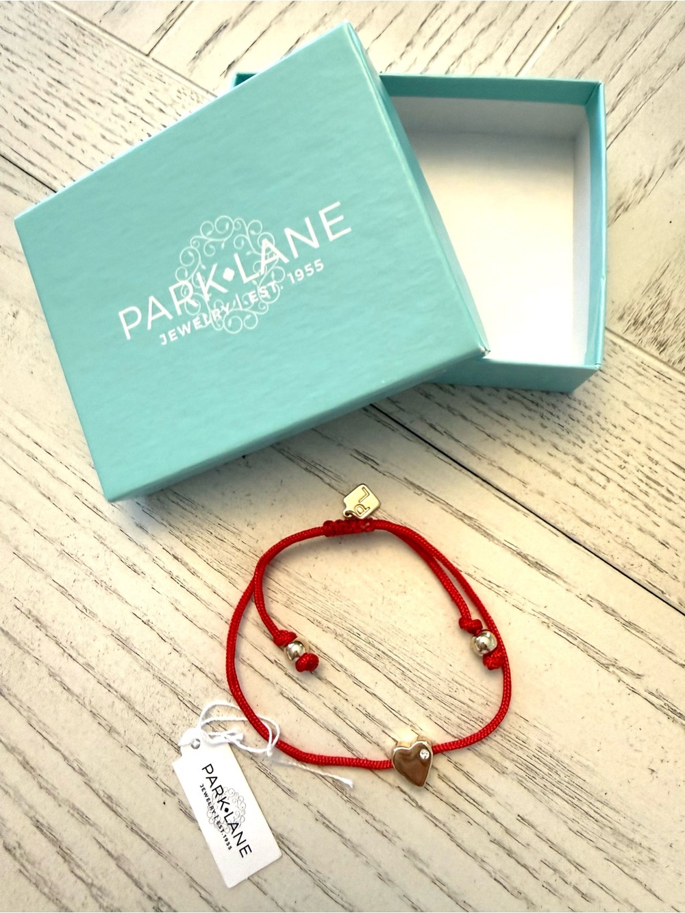 Park Lane Red Cord Bracelet with Gold Heart Charm
